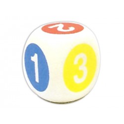 Coated foam dice with numbers and colors